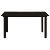 7 Piece Garden Dining Set Black Glass and Steel