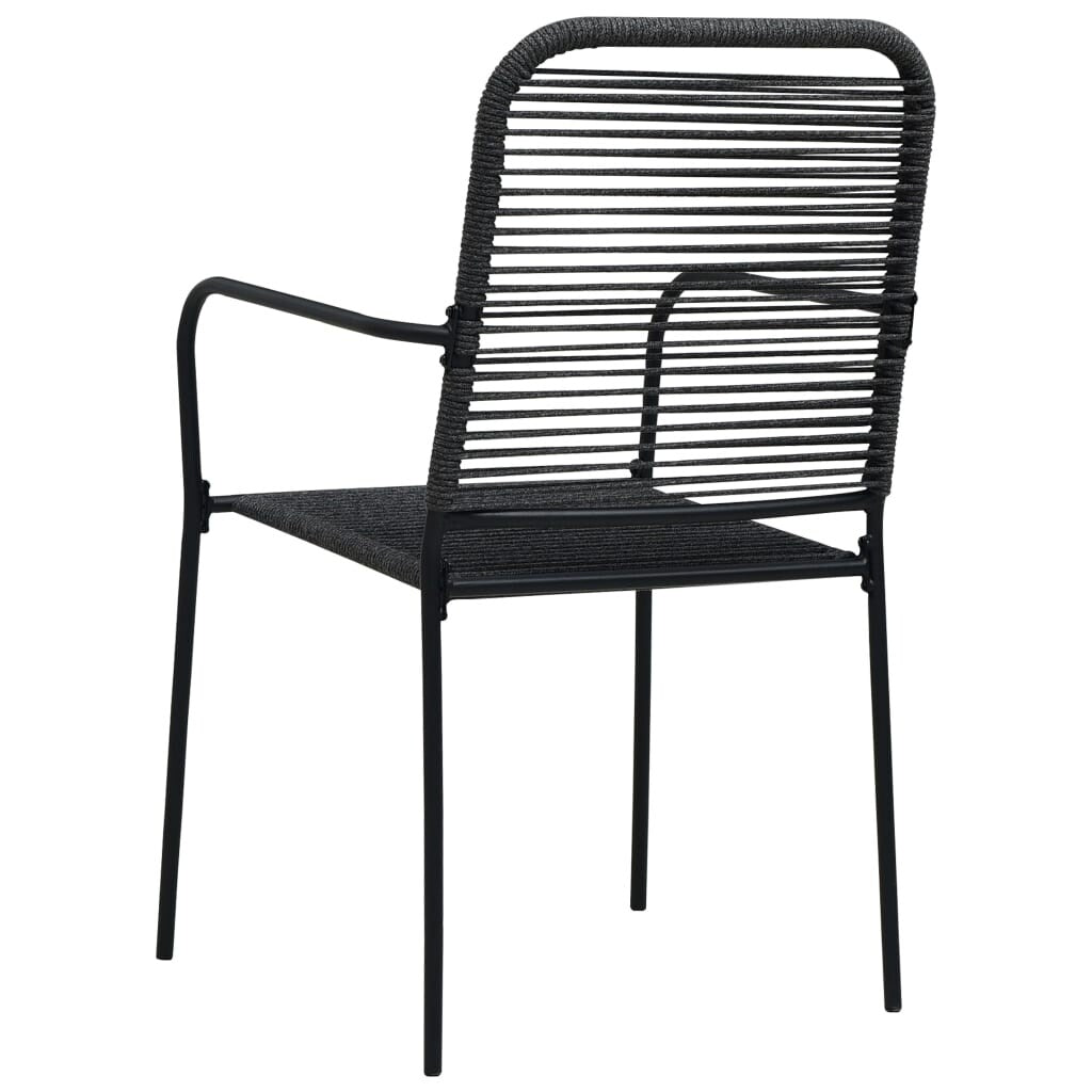 7 Piece Garden Dining Set Black Glass and Steel