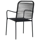 7 Piece Garden Dining Set Black Glass and Steel