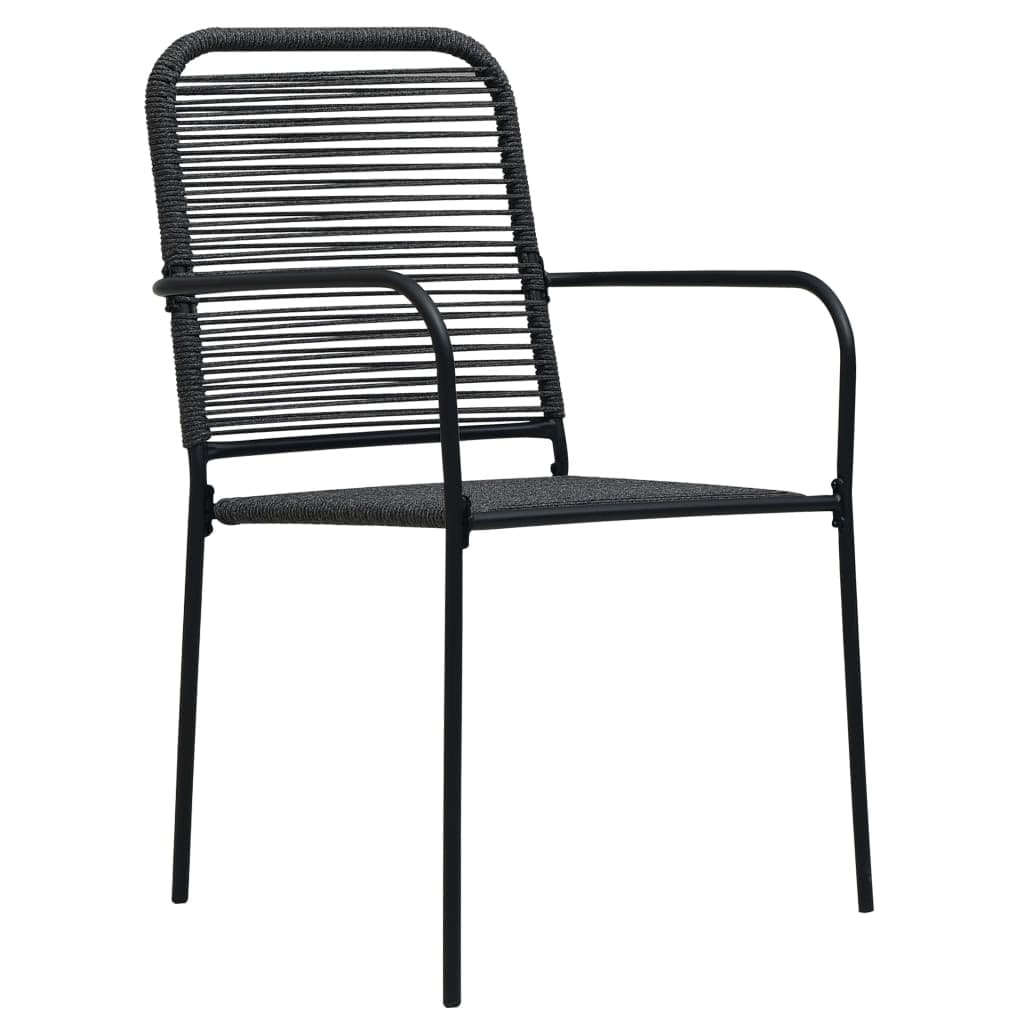 7 Piece Garden Dining Set Black Glass and Steel