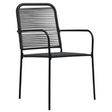 7 Piece Garden Dining Set Black Glass and Steel