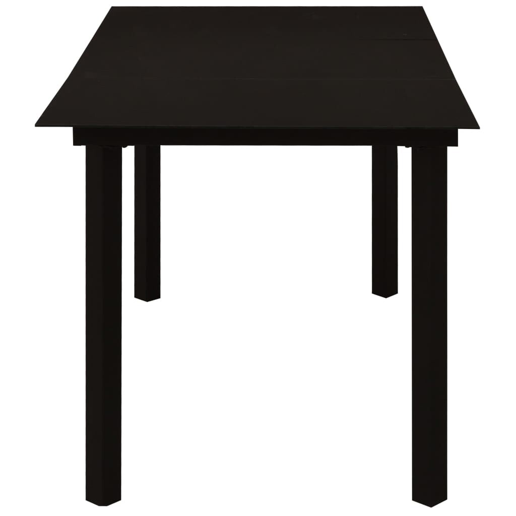 7 Piece Garden Dining Set Black Glass and Steel