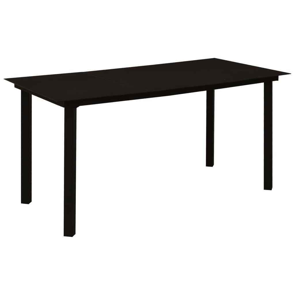 7 Piece Garden Dining Set Black Glass and Steel
