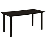 7 Piece Garden Dining Set Black Glass and Steel