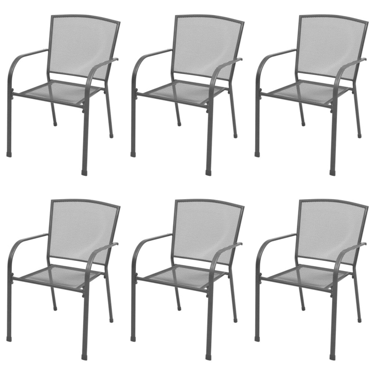 7 Piece Garden Dining Set Steel Anthracite