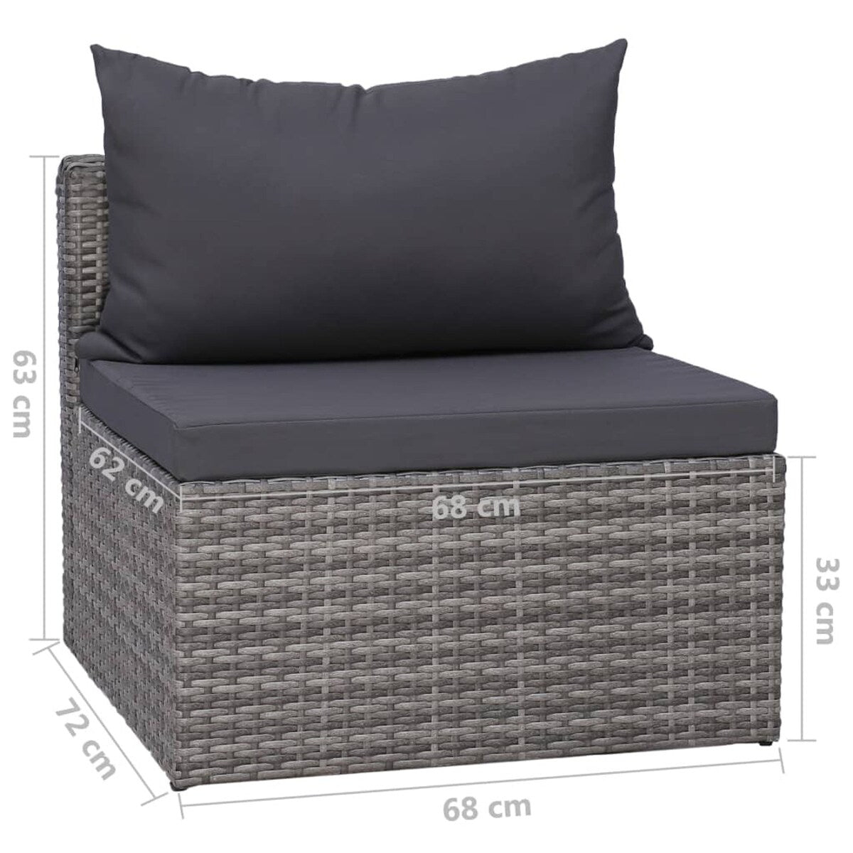 7 Piece Garden Sofa Set with Cushions & Pillows Poly Rattan Gray
