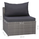 7 Piece Garden Sofa Set with Cushions & Pillows Poly Rattan Gray