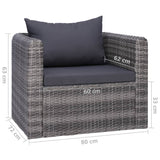 7 Piece Garden Sofa Set with Cushions & Pillows Poly Rattan Gray