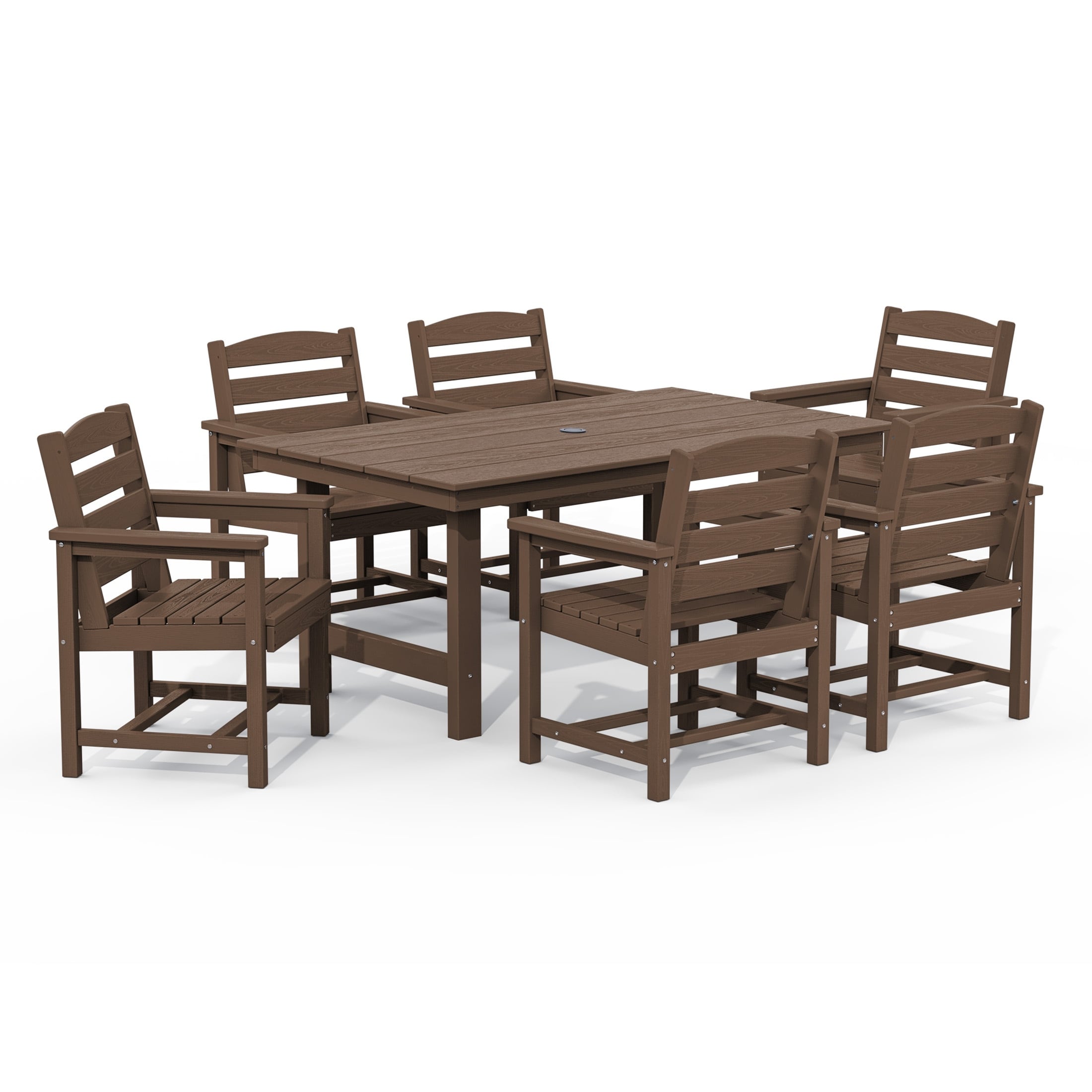 7-Piece HDPE Outdoor Dining Table Sets with Umbrella Hole 7-Piece HDPE Outdoor Dining Table Sets with Umbrella Hole