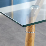 7 Piece Metal Framed Tempered Glass Table with 6 Faux Leather Chairs