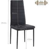 7 Piece Metal Framed Tempered Glass Table with 6 Faux Leather Chairs