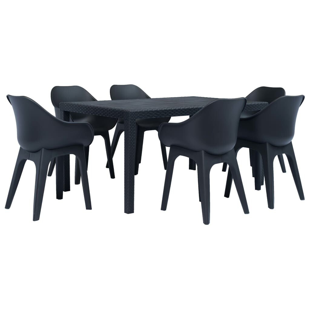 7 Piece Outdoor Dining Set Plastic Anthracite