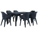 7 Piece Outdoor Dining Set Plastic Anthracite