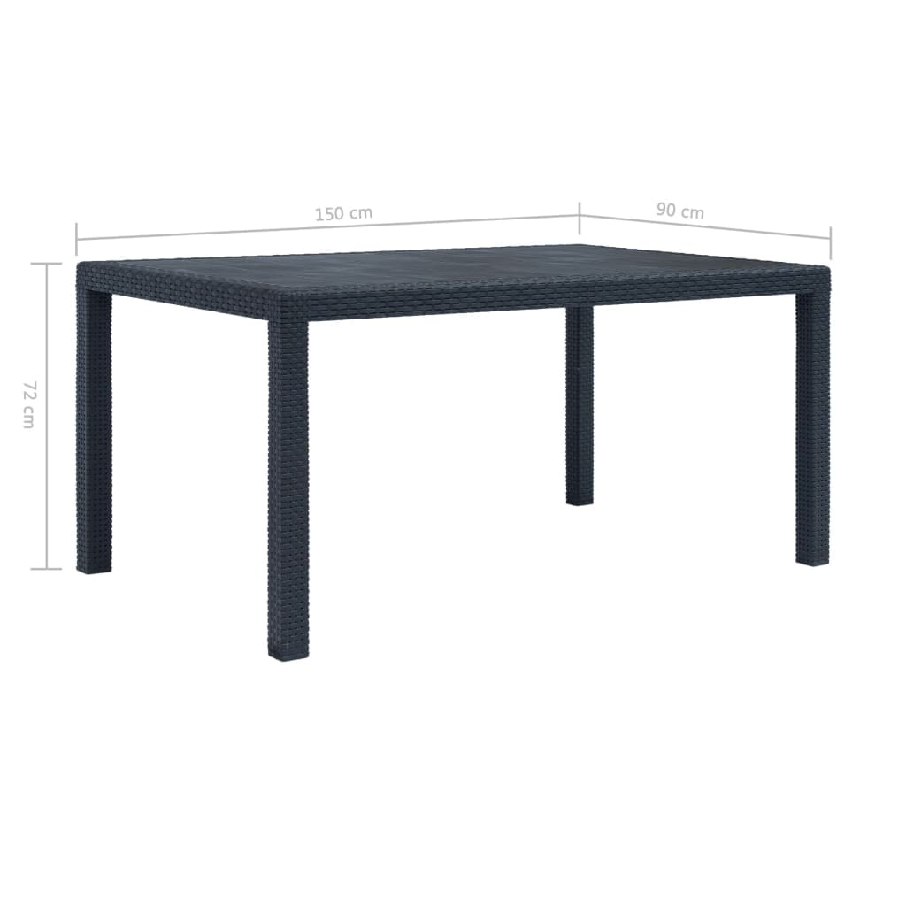 7 Piece Outdoor Dining Set Plastic Anthracite