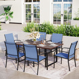 MAISON ARTS 7-Piece Outdoor Dining Set with 6 Textilene Chairs and U-Shaped Leg Table