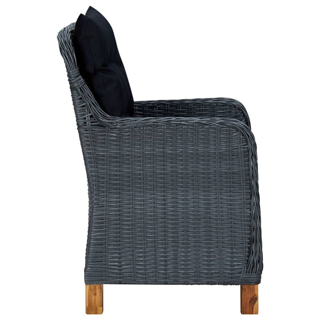 7 Piece Outdoor Dining Set with Cushions Poly Rattan Dark Gray