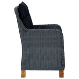 7 Piece Outdoor Dining Set with Cushions Poly Rattan Dark Gray