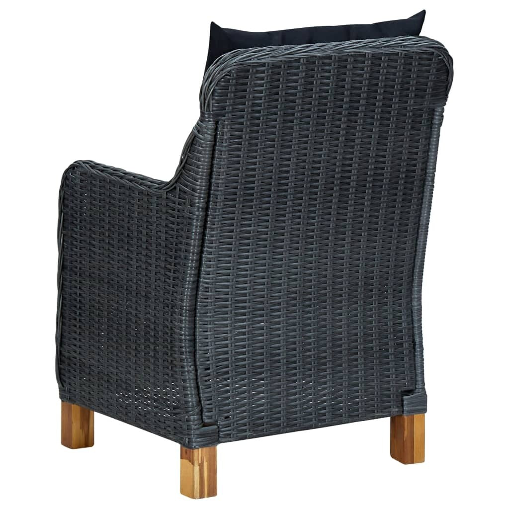 7 Piece Outdoor Dining Set with Cushions Poly Rattan Dark Gray