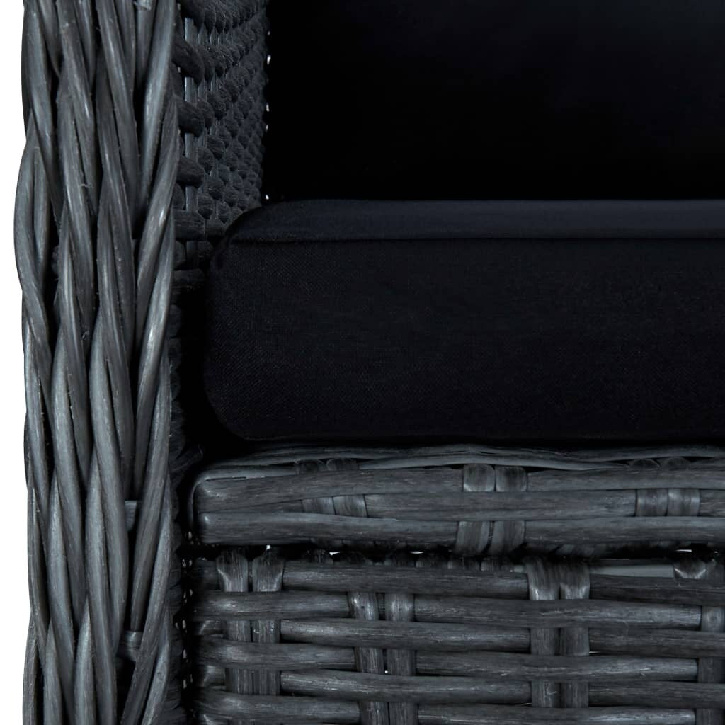7 Piece Outdoor Dining Set with Cushions Poly Rattan Dark Gray