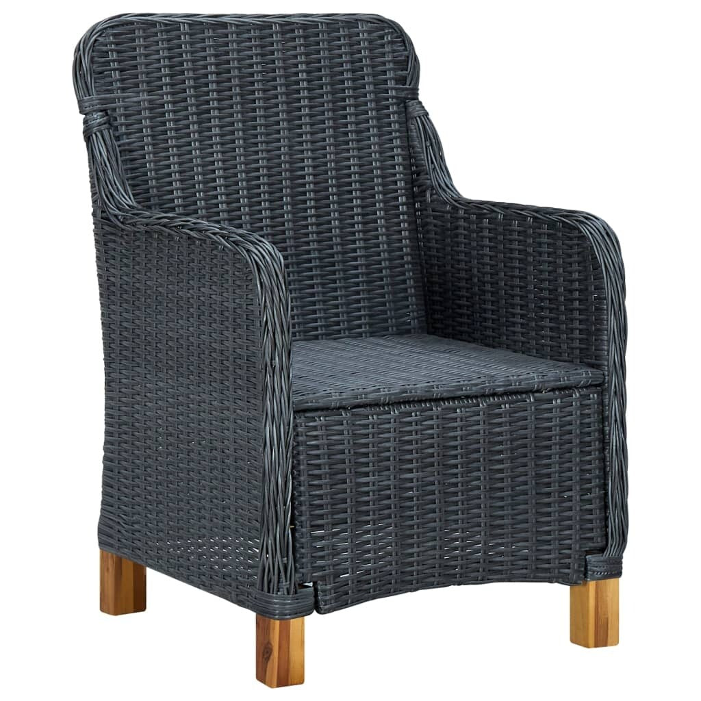 7 Piece Outdoor Dining Set with Cushions Poly Rattan Dark Gray