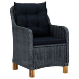 7 Piece Outdoor Dining Set with Cushions Poly Rattan Dark Gray