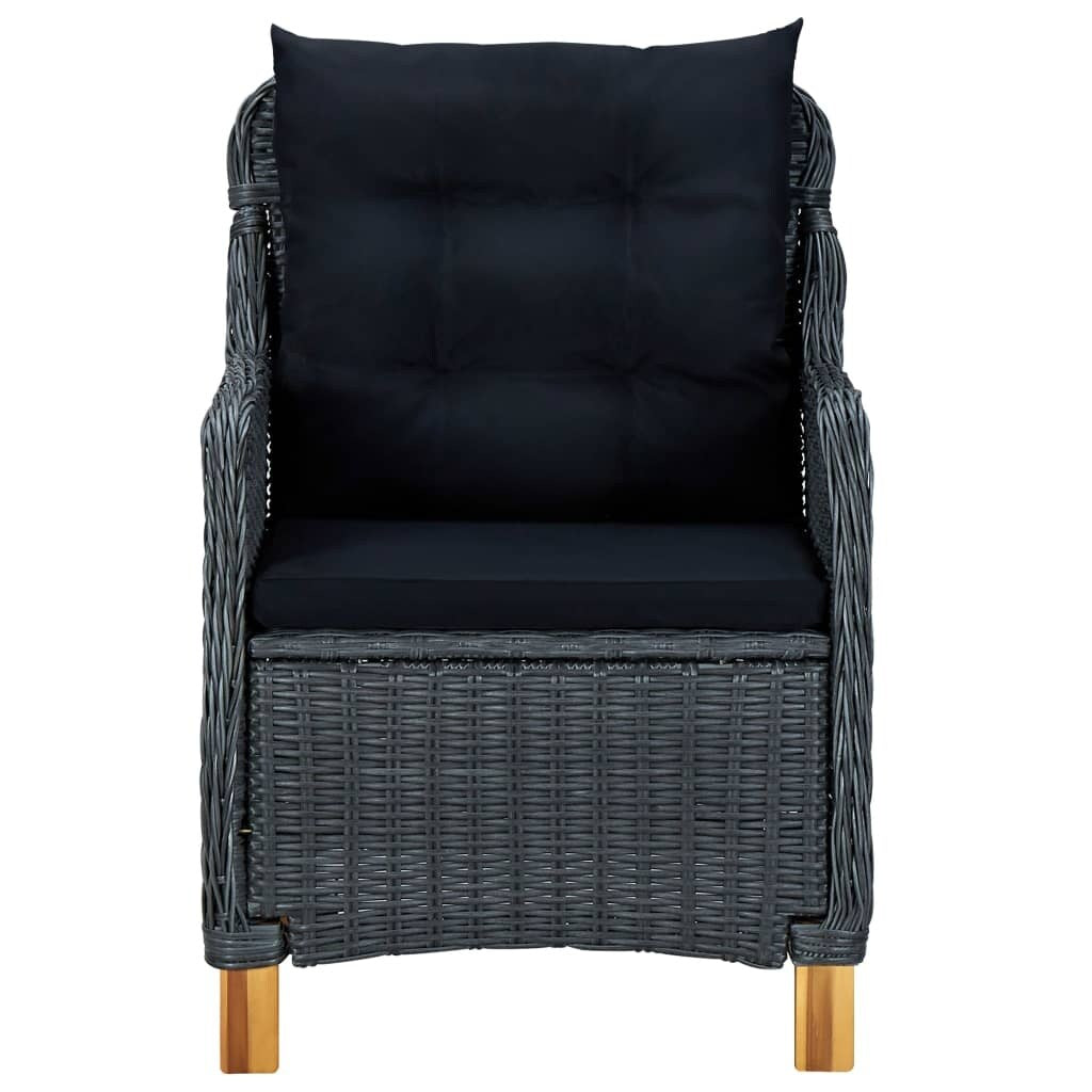 7 Piece Outdoor Dining Set with Cushions Poly Rattan Dark Gray
