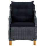 7 Piece Outdoor Dining Set with Cushions Poly Rattan Dark Gray