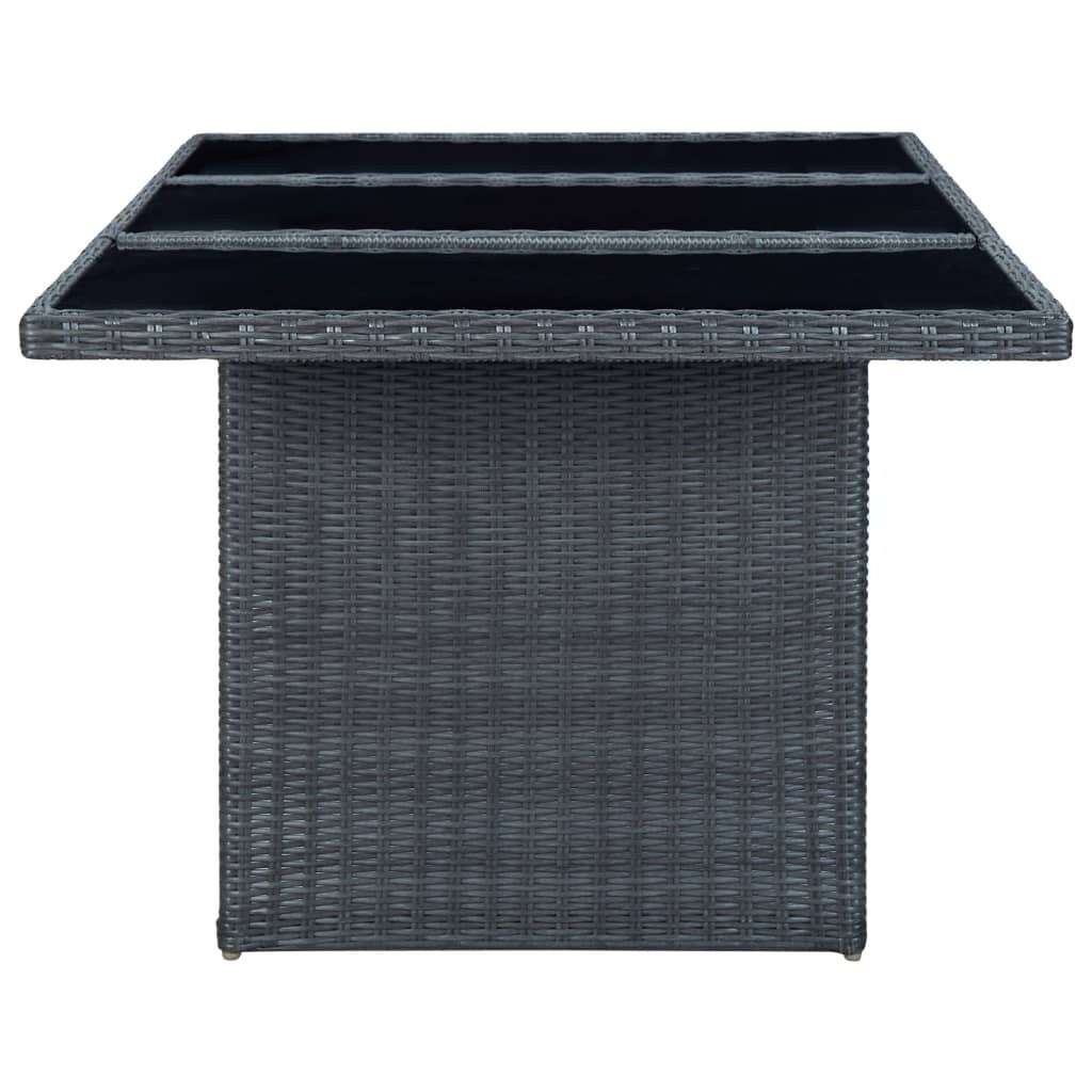 7 Piece Outdoor Dining Set with Cushions Poly Rattan Dark Gray