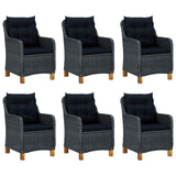 7 Piece Outdoor Dining Set with Cushions Poly Rattan Dark Gray
