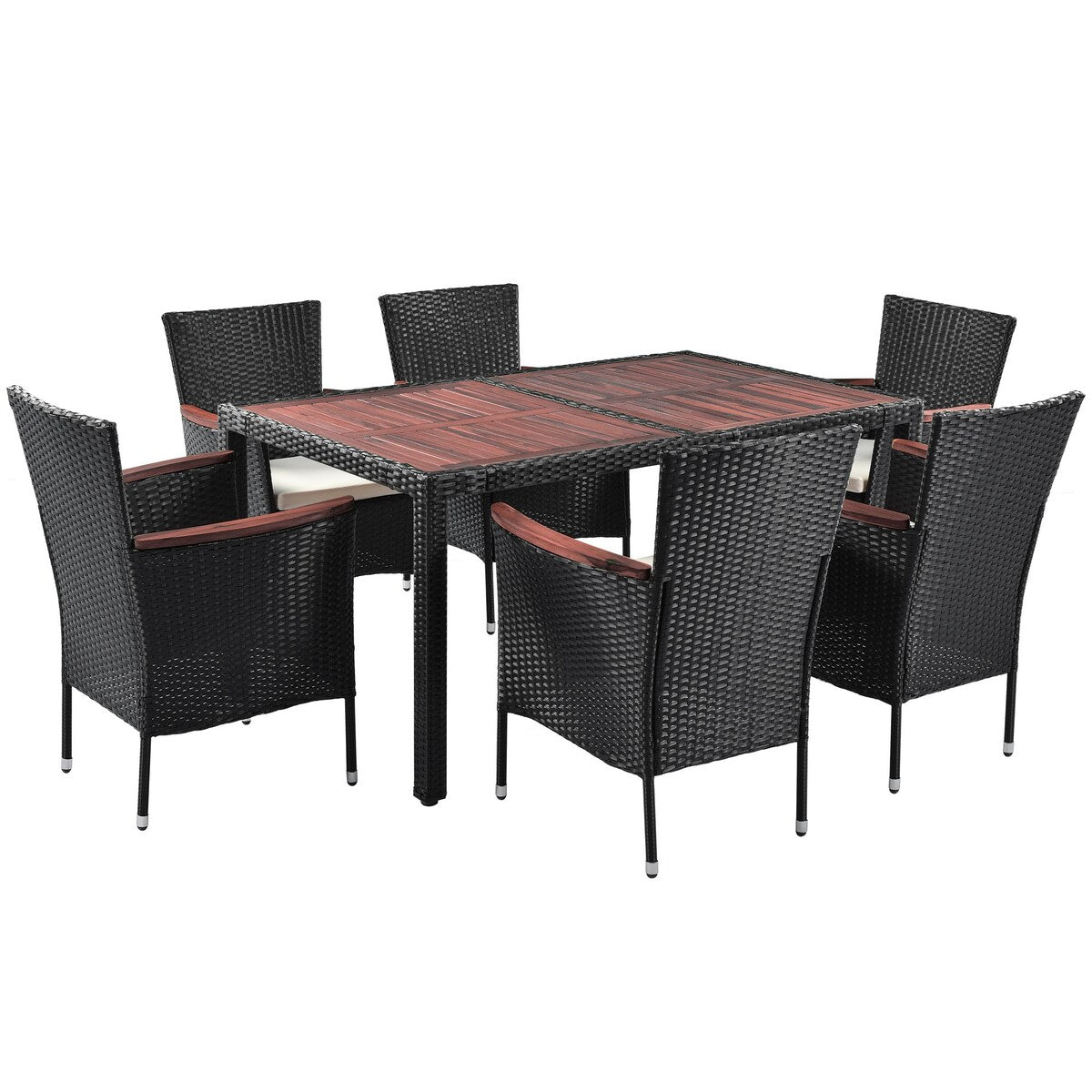 7-Piece Outdoor Patio Dining Set, PE Rattan Wicker Table and Chairs Set