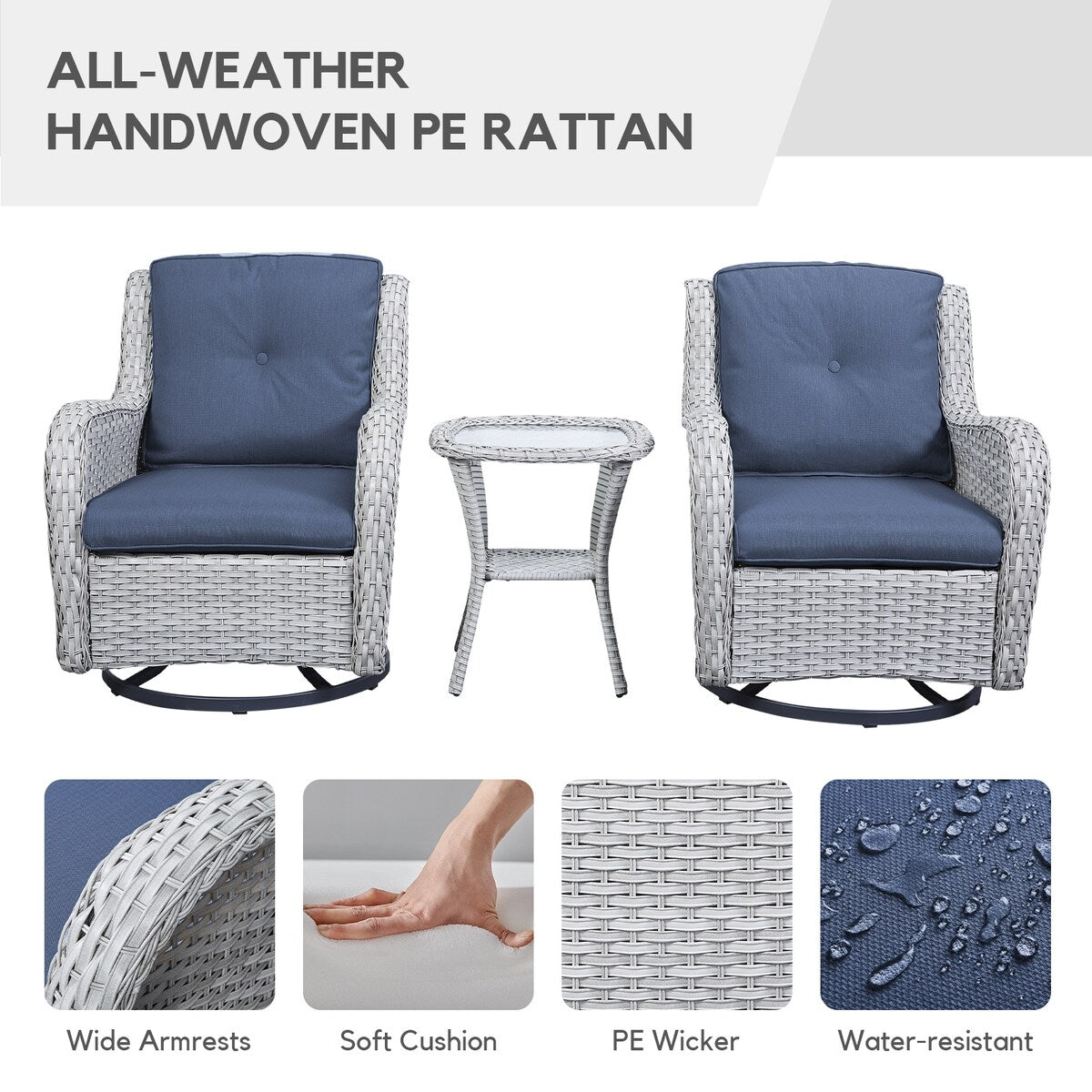 Gymojoy 7 Piece Outdoor Sofa Swivel Rocker Chairs Set