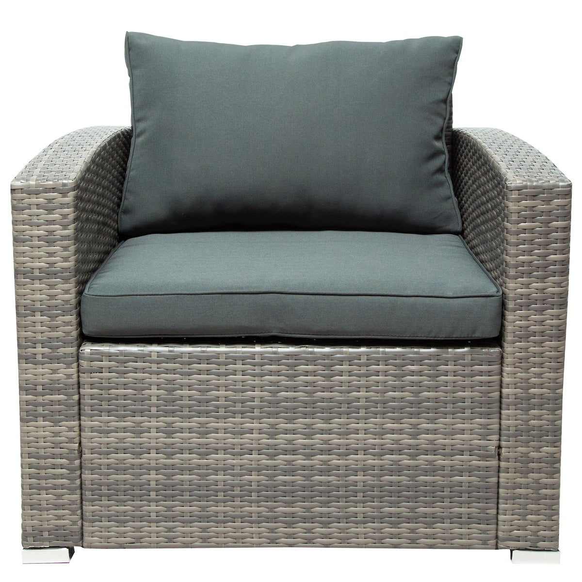 7-Piece PE Rattan Sofa Set with Glass Table and Storage