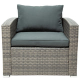 7-Piece PE Rattan Sofa Set with Glass Table and Storage
