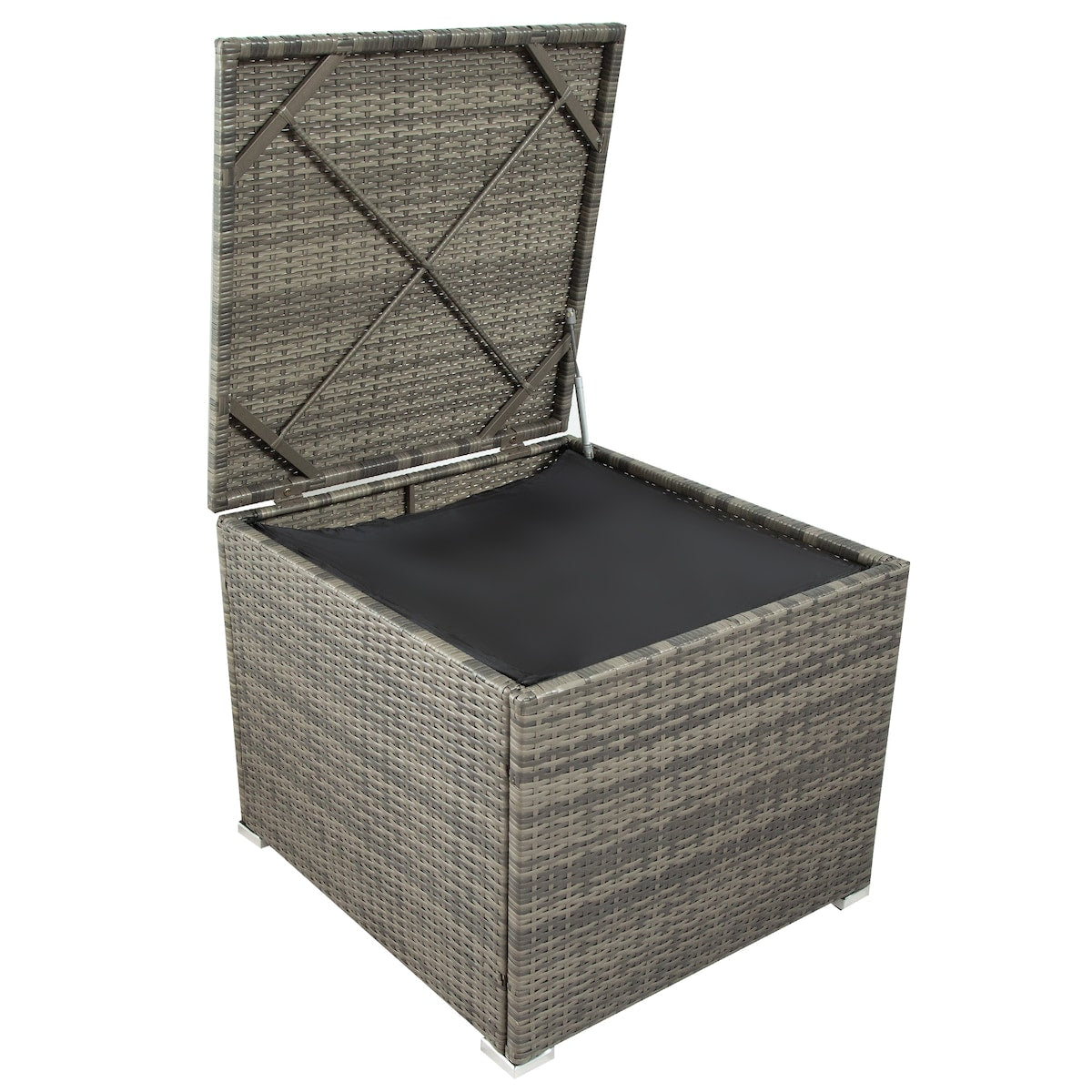 7-Piece PE Rattan Sofa Set with Glass Table and Storage