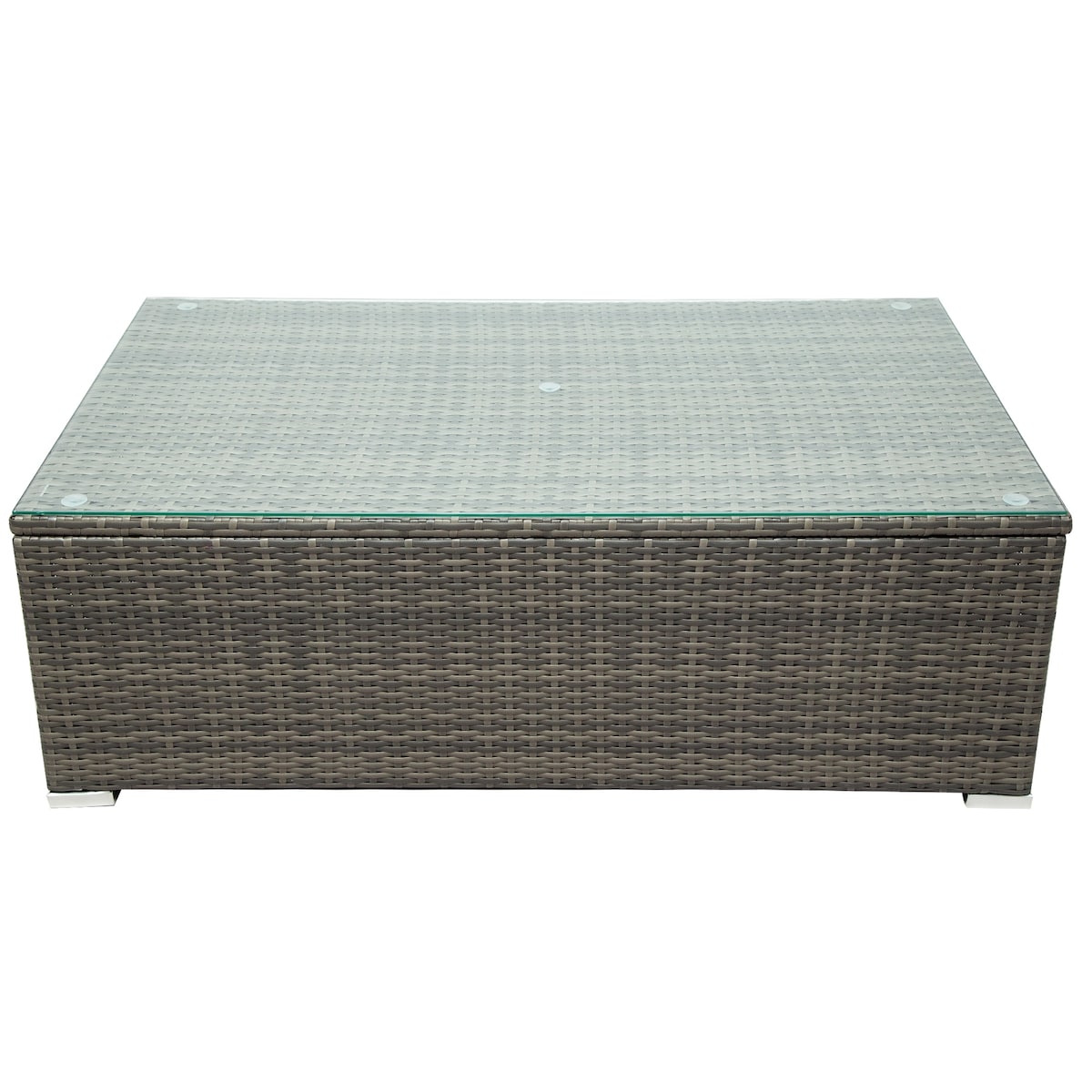 7-Piece PE Rattan Sofa Set with Glass Table and Storage