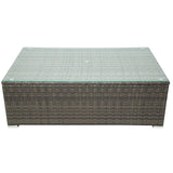 7-Piece PE Rattan Sofa Set with Glass Table and Storage