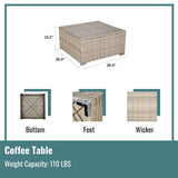 7-Piece PE Rattan Wicker Sectional Sofa Sets Outdoor Garden Patio Conversation Sets with Coffee Table and High Comfort Cushioned