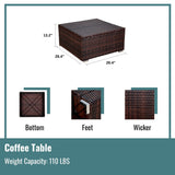 7-Piece PE Rattan Wicker Sectional Sofa Sets Outdoor Garden Patio Conversation Sets with Coffee Table and High Comfort Cushioned