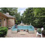 7-Piece PE Rattan Wicker Sectional Sofa Sets Outdoor Garden Patio Conversation Sets with Coffee Table and High Comfort Cushioned