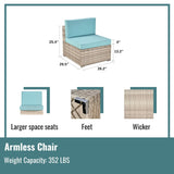 7-Piece PE Rattan Wicker Sectional Sofa Sets Outdoor Garden Patio Conversation Sets with Coffee Table and High Comfort Cushioned