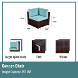 7-Piece PE Rattan Wicker Sectional Sofa Sets Outdoor Garden Patio Conversation Sets with Coffee Table and High Comfort Cushioned