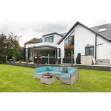 7-Piece PE Rattan Wicker Sectional Sofa Sets Outdoor Garden Patio Conversation Sets with Coffee Table and High Comfort Cushioned
