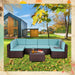 7-Piece PE Rattan Wicker Sectional Sofa Sets Outdoor Garden Patio Conversation Sets with Coffee Table and High Comfort Cushioned