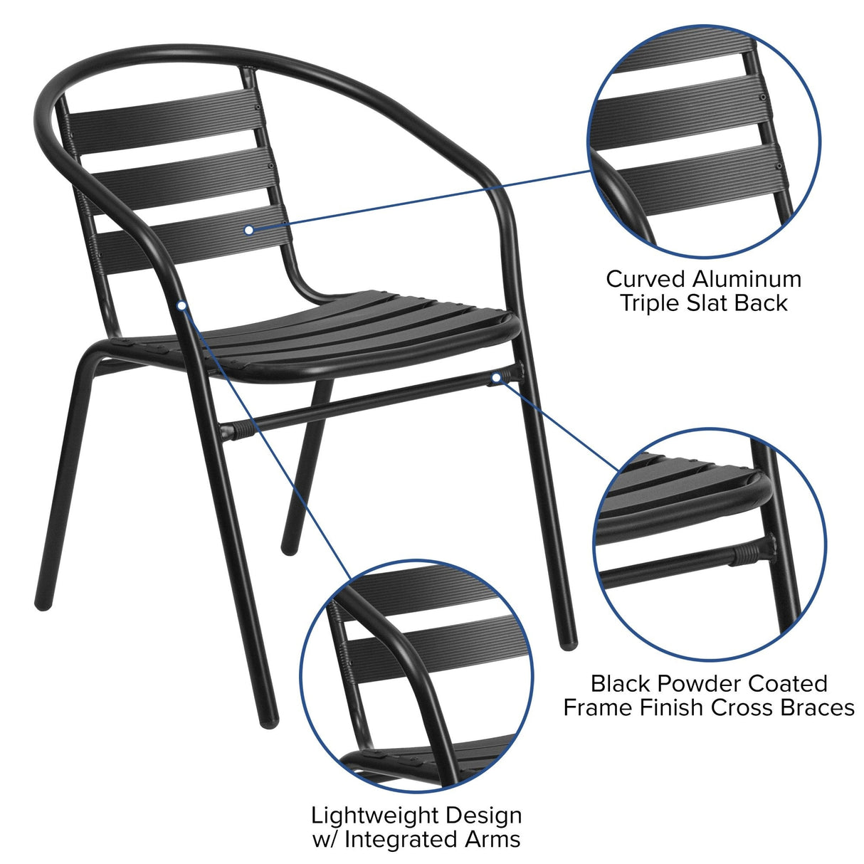 7 Piece Patio Dining Set - Glass Table, 6 Flex Stack Chairs