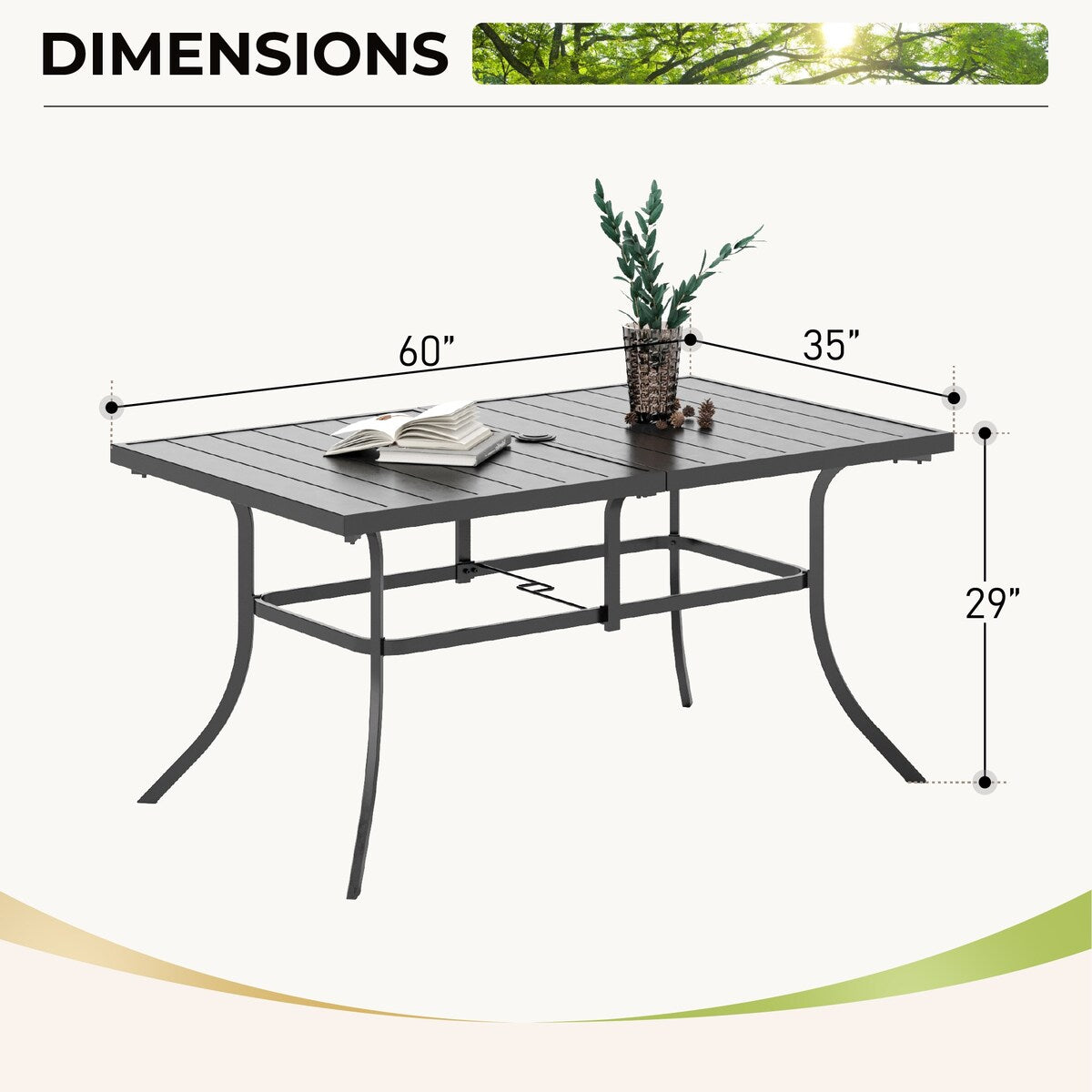 MAISON ARTS 7-Piece Patio Dining Set, Rectangle Metal Table and 6 Textilene Fabric Padded Armchairs