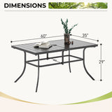 MAISON ARTS 7-Piece Patio Dining Set, Rectangle Metal Table and 6 Textilene Fabric Padded Armchairs