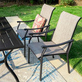 MAISON ARTS 7-Piece Patio Dining Set, Rectangle Metal Table and 6 Textilene Fabric Padded Armchairs