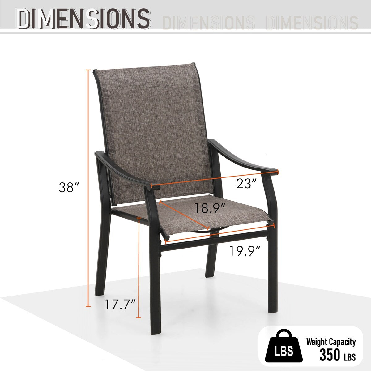 MAISON ARTS 7-Piece Patio Dining Set, Rectangle Metal Table and 6 Textilene Fabric Padded Armchairs