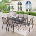 MAISON ARTS 7-Piece Patio Dining Set, Rectangle Metal Table and 6 Textilene Fabric Padded Armchairs