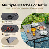 MAISON ARTS 7-Piece Patio Dining Set, Rectangle Metal Table and 6 Textilene Fabric Padded Armchairs
